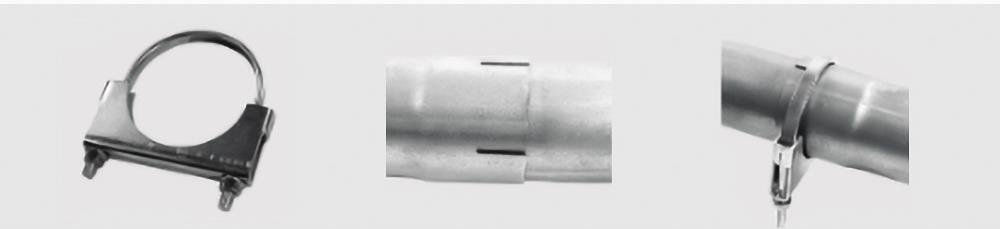 stainless flat strap clamp used on chrome exhaust pipes седловидный хомут выхлопной системы с плоской лентой для соединения труб с прорезями