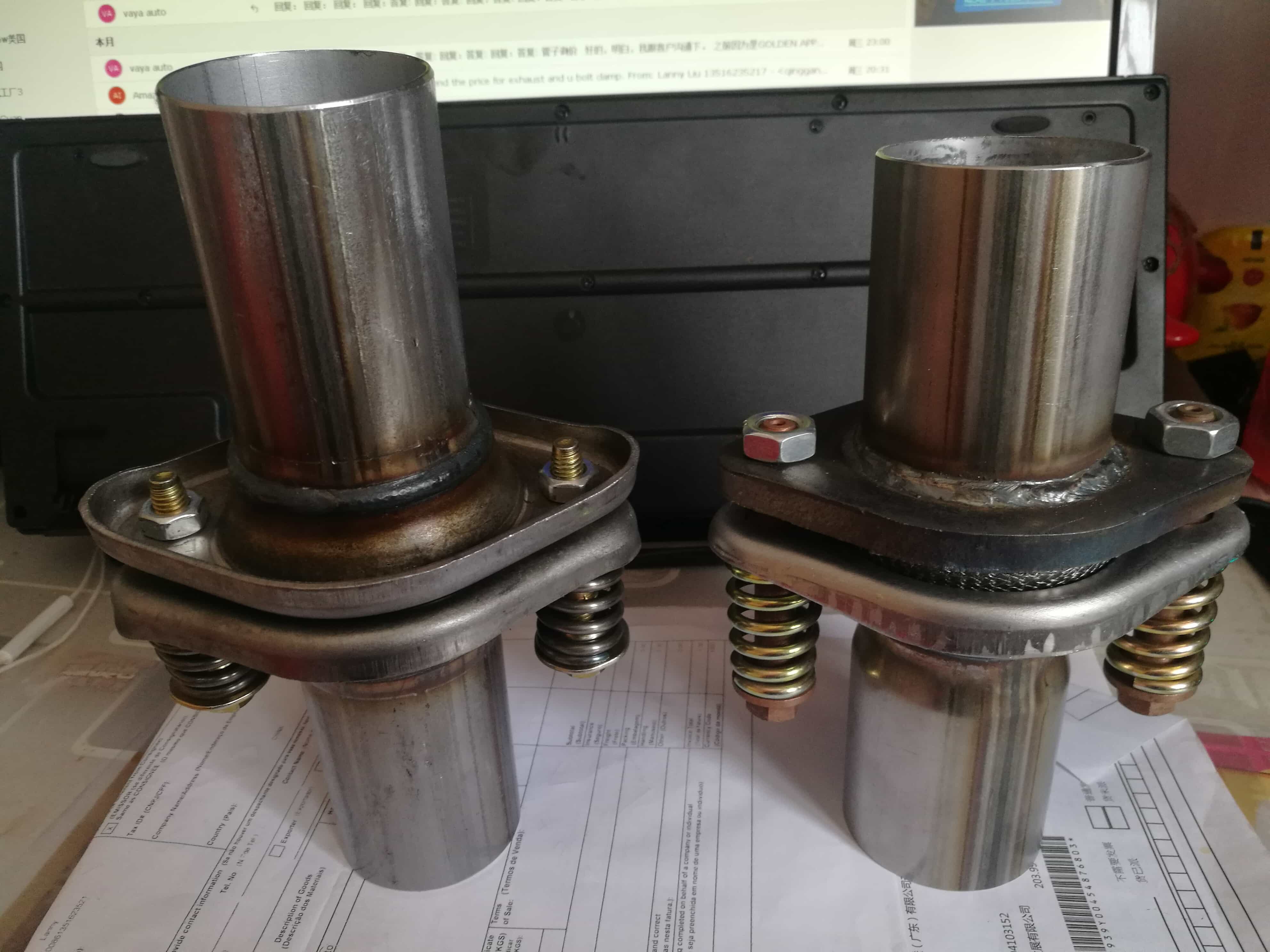 Сферическое соединение выхлопа с плоским фланцем и вогнутым фланцем