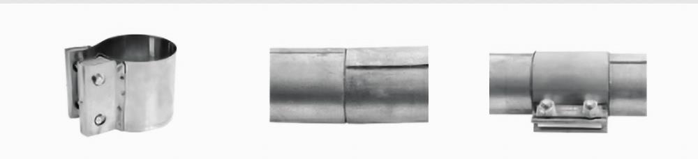 wide band exhaust clamp linking flex pipe to rigid tubing ленточный хомут выхлопной системы для соединения наружного диаметра к внешнему диаметру
