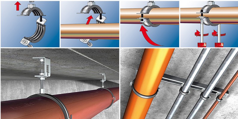 хомут с резиновым покрытием для крепления водопроводных труб