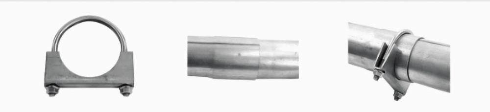 steel saddle clamp fixing exhaust leak on standard pipe Традиционный седельный хомут выхлопной системы для соединения труб с скользящей посадкой