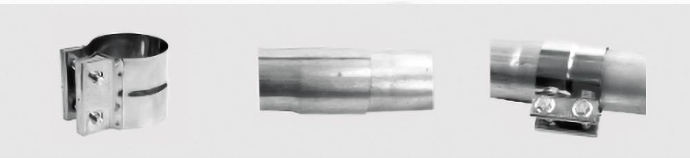 stainless lap joint clamp joining flex tube and standard pipe Хомут выхлопной ленты с нахлесточным соединением для соединения труб со скользящей посадкой