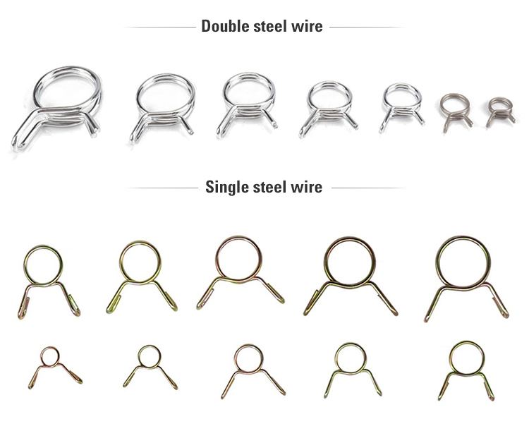 Два разных типа пружинных зажимов из стальной проволоки